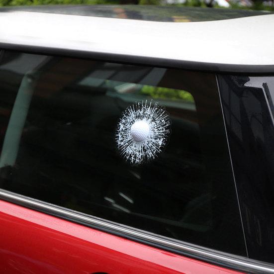 Creative 3D Tennis Ball Hit Window Crack Car-Styling Vehicle Sticker Decor
