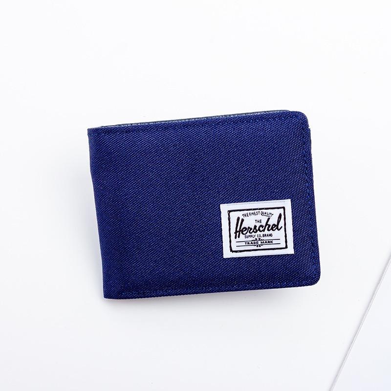 

New Men s Short Canvas Wallet Trendy Brand Student Change Bag Solid Color Wallet 12*9*1.5 синій