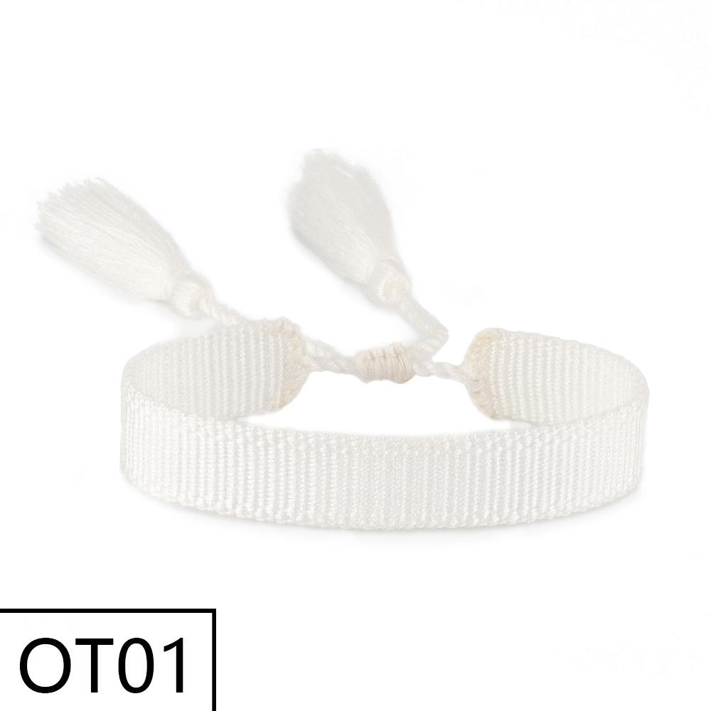 European & American Style Woven Bracelet - Solid Color, 1.3cm, Handmade Tassel, Fashionable Polyester Hand Rope for Women
