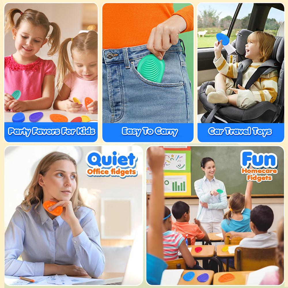 Fidget Toys Adults Sensory Silicone Stone 6 Pack Textured for Autism Kids Calming Down Fidget Stress Relief Toys Kids Gifts