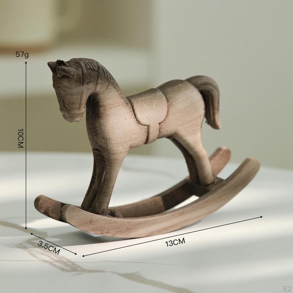 Rocking Horse Cat Sculpture Decorative Artistic Retro Design Ornament Figurine Tabletop Art Crafts