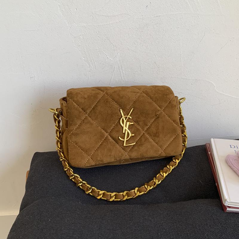 Geantă de umăr matlasată din piele întoarsă Toamnă/Iarnă 2025 - Geantă de mână minimalistă, versatilă, ușoară pentru femei.