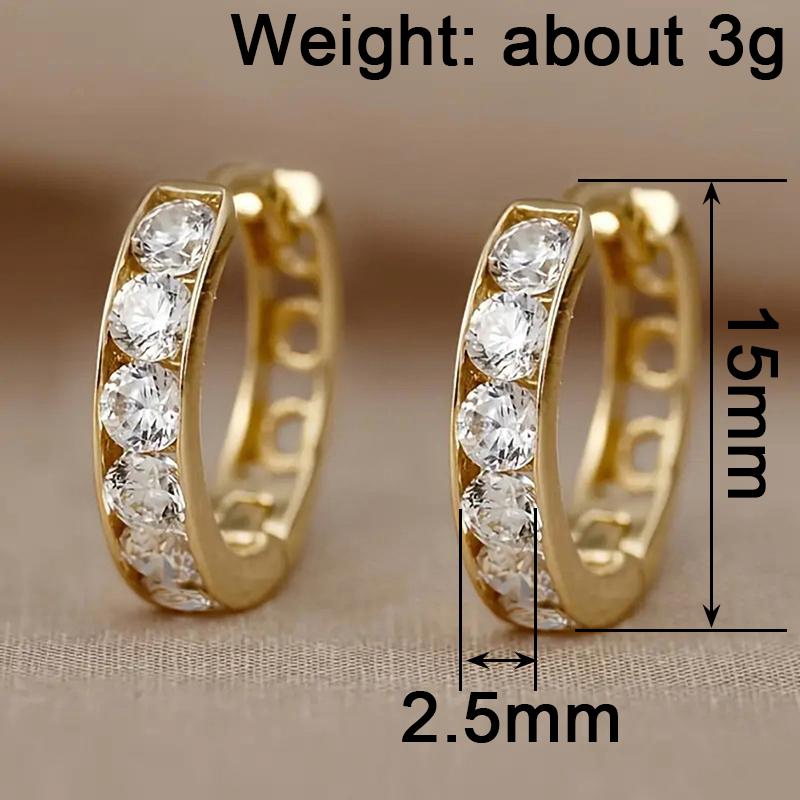 Xiaomi Huitan Gold Color Hoop Earrings for Women Inlaid Shiny CZ Trendy Wedding Engagement Party Versatile Circle Accessories Jewelry