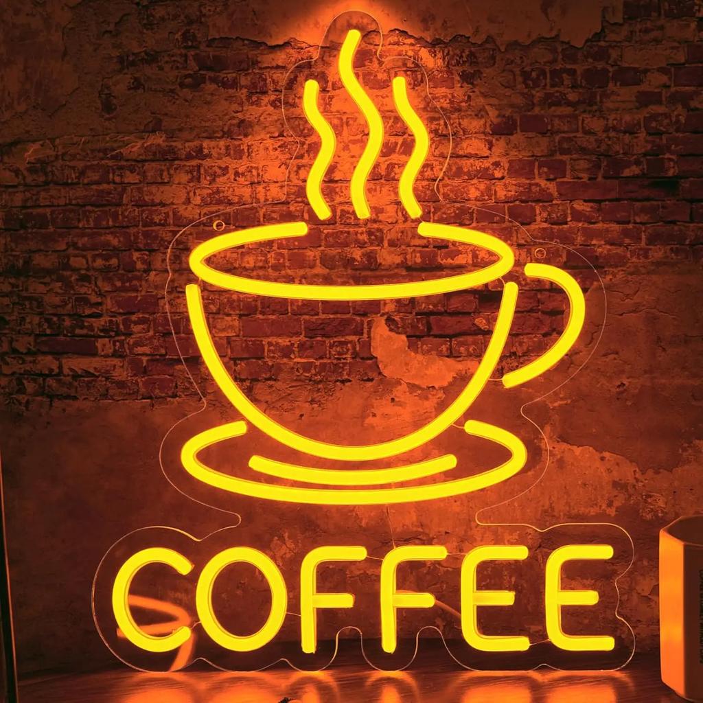 Coffee OPEN Neon Sign LED Light Coffees Bar Decor USB Powered Adjustable Brightness Coffee Station Coffee Lovers Birthday Gift