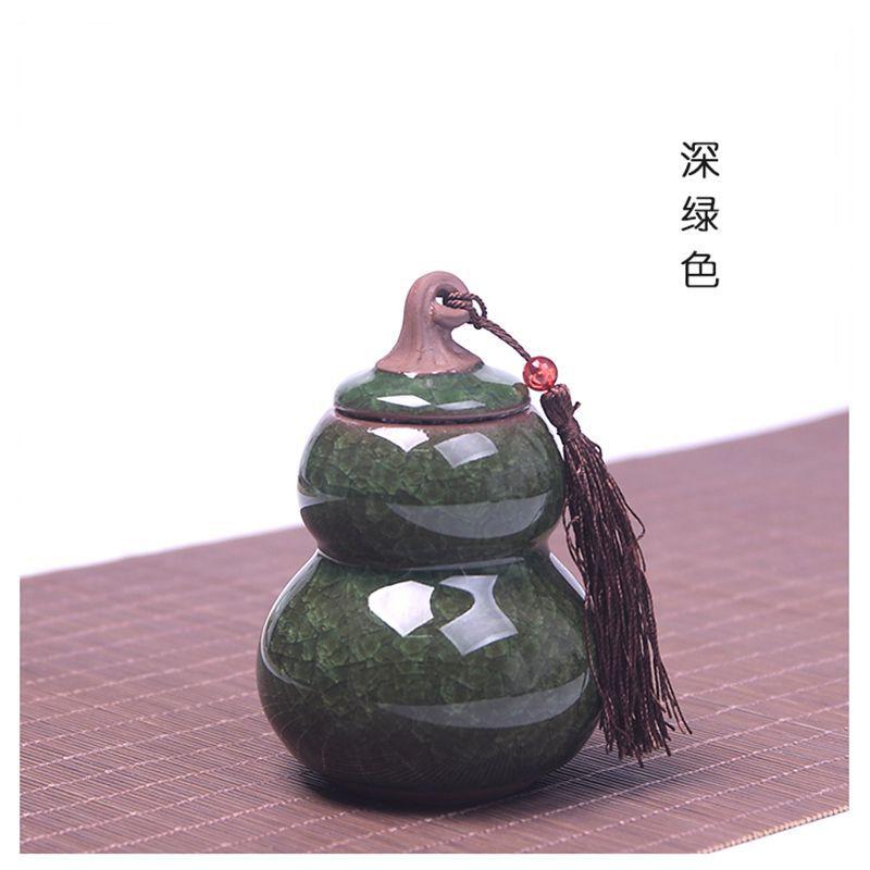 Ice Cracked Ceramic Tea Cans Tea Bag Storage Box Storage Cans with Lid Copper Buckle Tea Sets Home Decoration Accessories