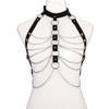 Holographic Leather  Body Chain Harness Top Punk  Women Holo Rainbow  Waist  Jewelry  Festival Rave Outfit