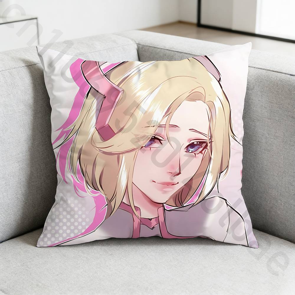 Game OOverwatchS Pillow Case Square DoubleSided Printing Short Plush Sofa Cushion Cover Bedroom Bedside Pillow