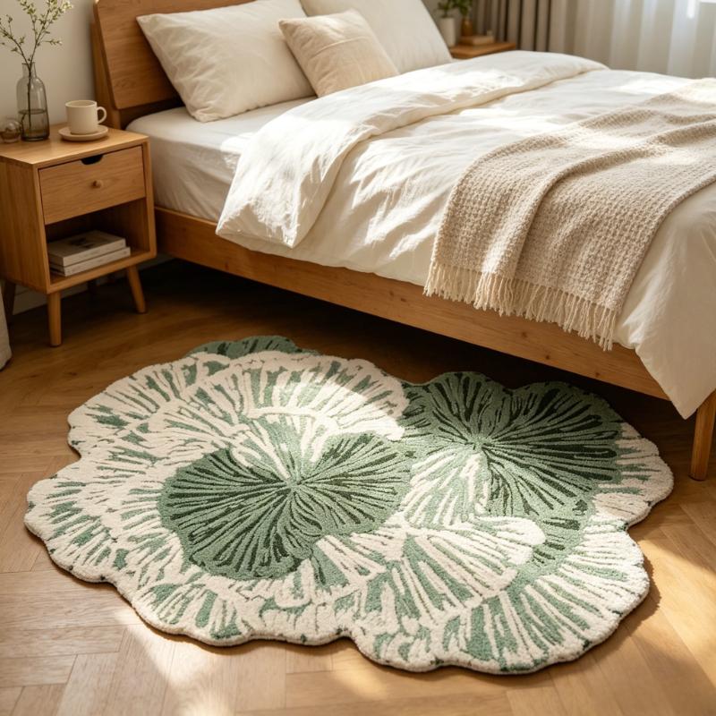 Art Style Carpets for Living Room Light Luxury Bedroom Decor Carpet Fluffy Soft Irregular Shape Bedside Rug Home Plush Floor Mat