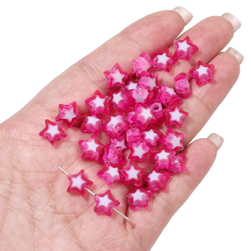 Håndlaget Armbånd Perler Akryl Tofargede Perler Pentagram Løse Perler Håndperlede Perler Halskjede Håndlaget DIY Perlehalskjede Smykketilbehør