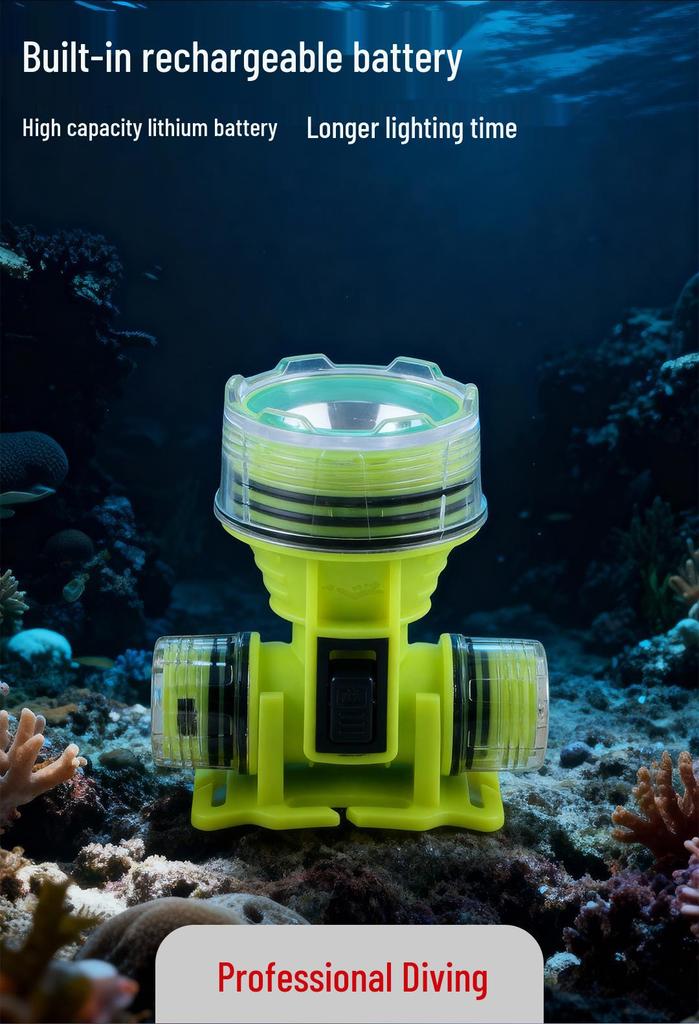 Ultra-Bright LED Waterproof Diving Headlamp – High-Power Outdoor Underwater Flashlight