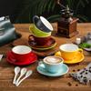 Yaratıcı Renk 150ml Espresso Fincanı ve Tabağı Ev Tatlı Tabağı Çay Fincanı Çift Kupası Hediye Ofis Kupası Masa Üstü Dekorasyonu