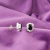 Oval Black Onyx Gemstone Push Back Stud Root Chakra Earrings Jewelry 925 Silver EE-149-6