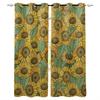 Sunflowers Pattern Design Vintage Beige Print Kitchen Curtain Window Treatment Living Interior Room Office Decor Drape for Kids Home Rest Room