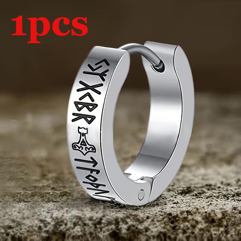 

1Pc Norse Viking Runes Hoop Earrings for Men Women Stainless Steel Huggie Hoop Earrings For Male Fashion Wedding Party Jewelry