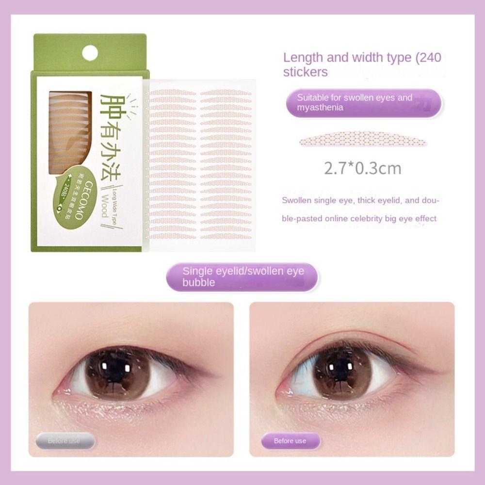 240Pcs Mesh Type Double Eyelid Tape Waterproof Big Eye Invisible Eye Stickers Self-adhesive Eye Lift Strips Swelling Eyelid
