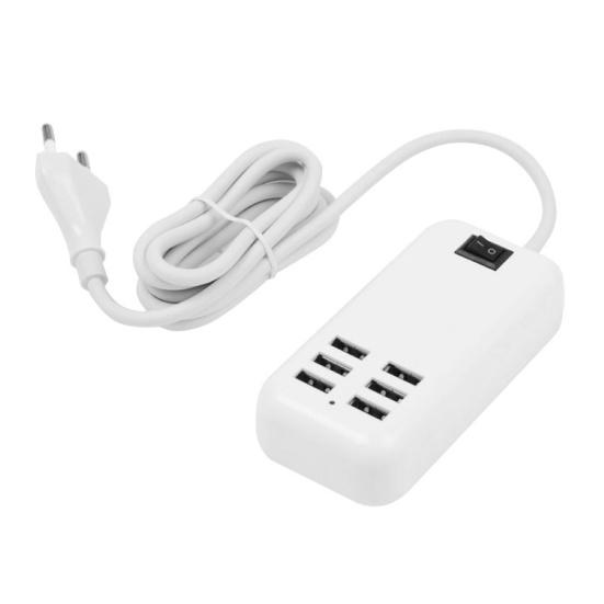 Portable 6 USB Port Hub Phone Charging Station Power Strip with On/Off Switch