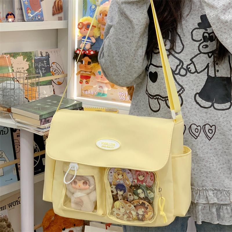 Japan Style Cute School Girl Crossbody Shoulder Bag Preppy Style Large Capacity Messenger Tote Transparent Ita Bag Kawaii