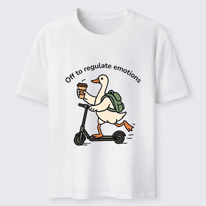 ScooterRiding Ducks SelfCare TShirt Unisexs and Womens Summer Cotton Clothing Harajuku Fashion Round Neck Short Sleeve Top
