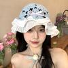 Summer Spring Crochet Bucket Hat Woman Commutes Camping Taking Photo Fisherman Hat with Pleated Trim for Girlfriend