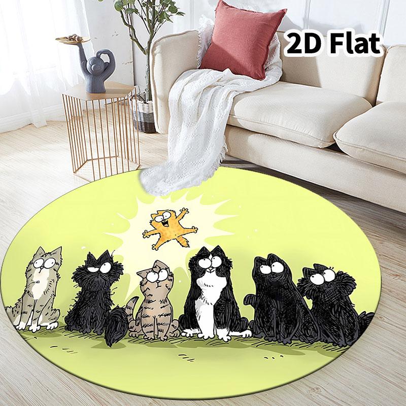 Simon'S Cat Round Area Rug Carpet Rug For Living Room Bedroom Sofa Playroom Decor Nonslip Floor Mat