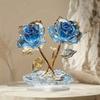 Elegante Acryl-Kristall-Blau-Rose Dekor, Goldener Stiel - Ideales Valentinstagsgeschenk, Perfekt für Zuhause, Büro, Café Dekoration