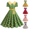 Damen Casual Polka Dot Print Kurzarm Midi Kleid mit Kragen - Leicht für den Sommer
