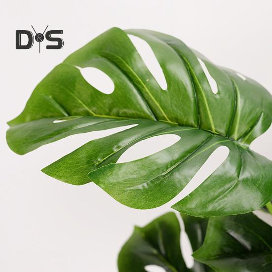 Artificial Monstera Leaves Vivid Fresh Keeping 9 Forked Fake Potted Green Plant Leaves Party Supplies