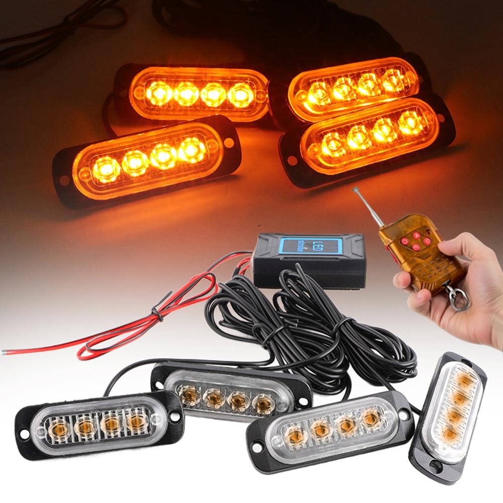 Wireless Grille Police Lights for Car Led Strobe Lights Automotive Flashing Warning Beacon 12V -24V Emergency Lamp for Vehicles