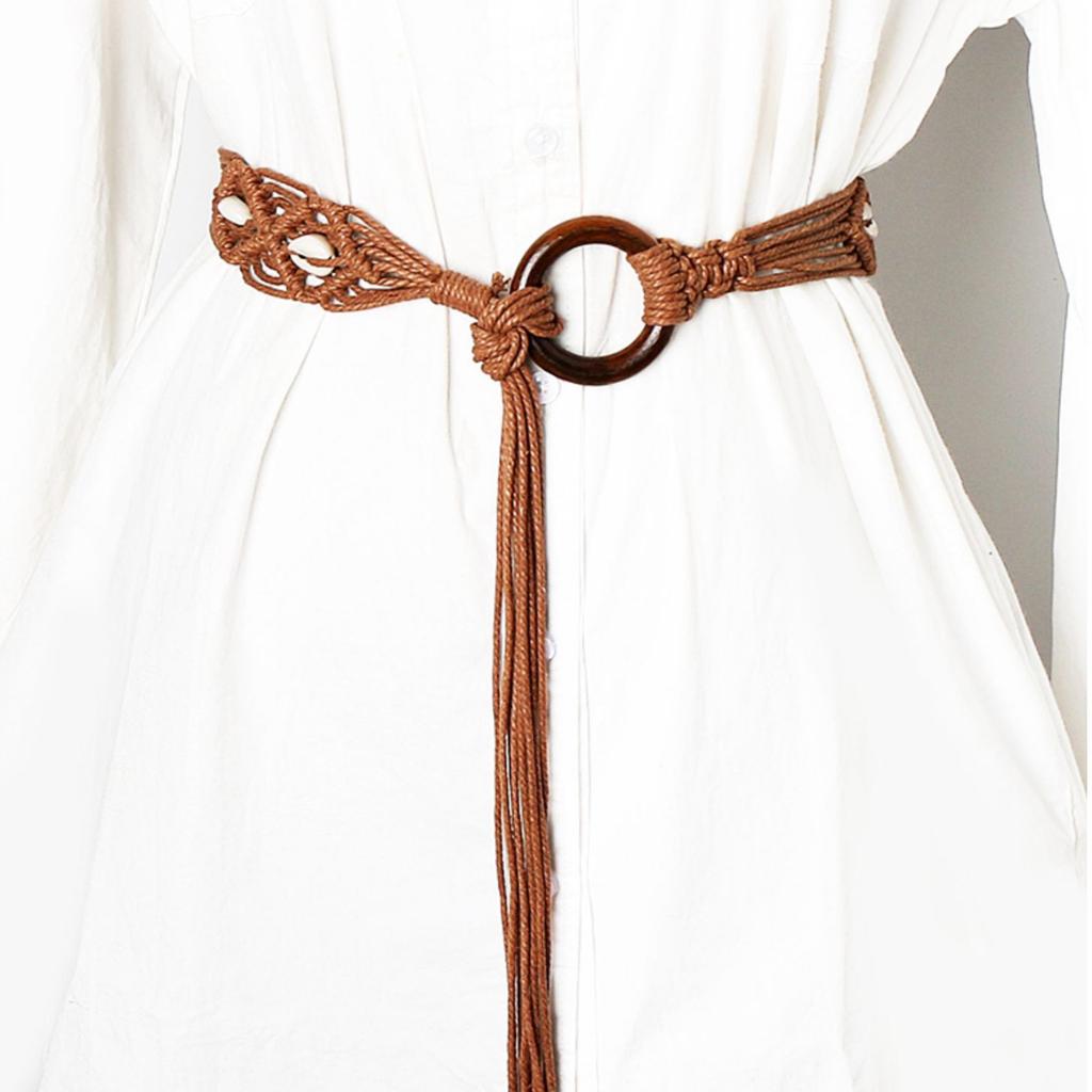 Damen Geflochtener Taillengürtel Vintage Dünne Böhmische Gürtel mit Perlenverzierungen Dekorativer Cooler Mädchen Kleid Hemd Taillengürtel