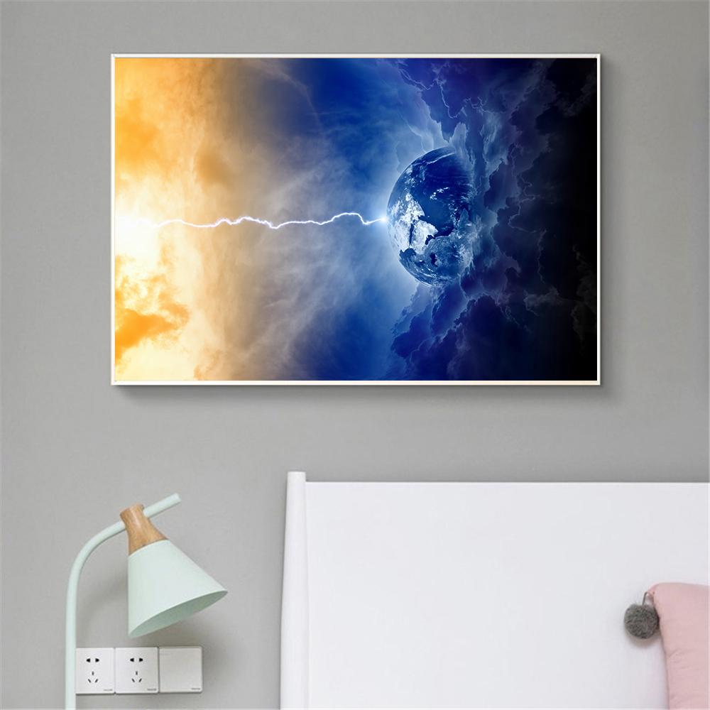 Modern Wall Art Space Stars Nebula Planets Hands Earth Globe Poster Canvas Painting for Living Room Home Decor Salon Maison Art