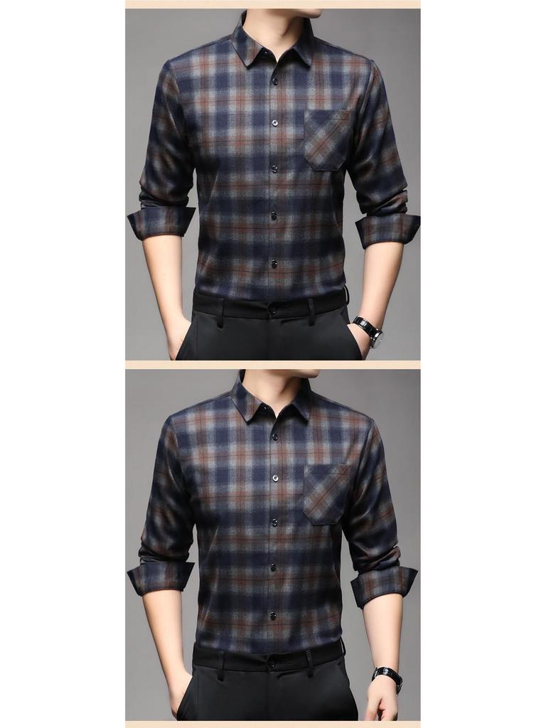 Men's Winter Goose Down Removable Long-Sleeved Shirt - Hengyuanxiang Colorful Sheep Collection for Middle-Aged and Elderly