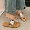 New Thick-soled One-shoulder Sandals of Water Diamond Women's Shoes and Slippers