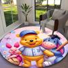 1pc Pooh And Eeyore Pastel Floral Rug, Comfortable Printed Home Round Carpet, Cozy Office Chair Rug