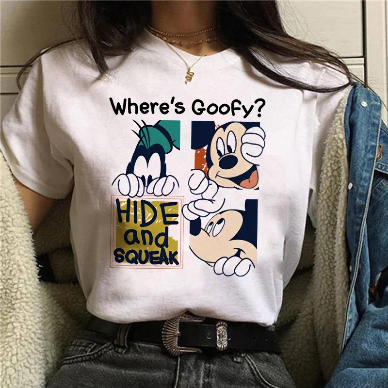 Disney T-shirt Gothic Fashion Mickey T-shirt Minnie Mouse Print Casual T-shirt Women's Kawaii T-shirt Kawaii Loose Clothing