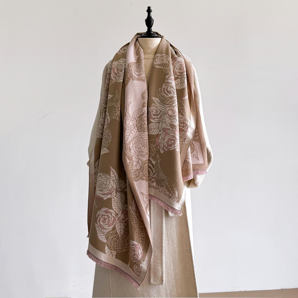 Luxury Winter Cashmere Scarf for Women Warm Thick Pashmina Blanket Poncho Female Shawl Wrap New Design