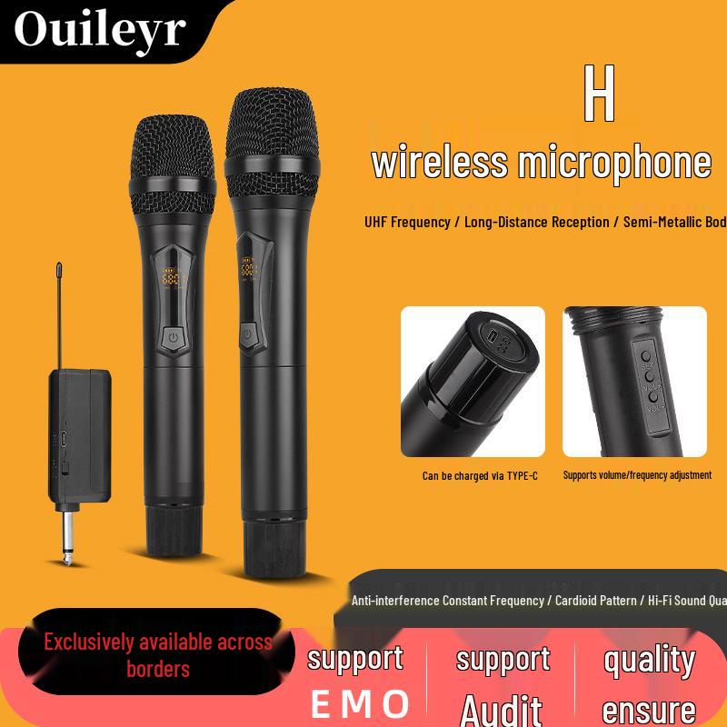 Rechargeable Wireless Metal Microphone for Stage, Home, KTV, Outdoor Speaker, Conference, and Performance.