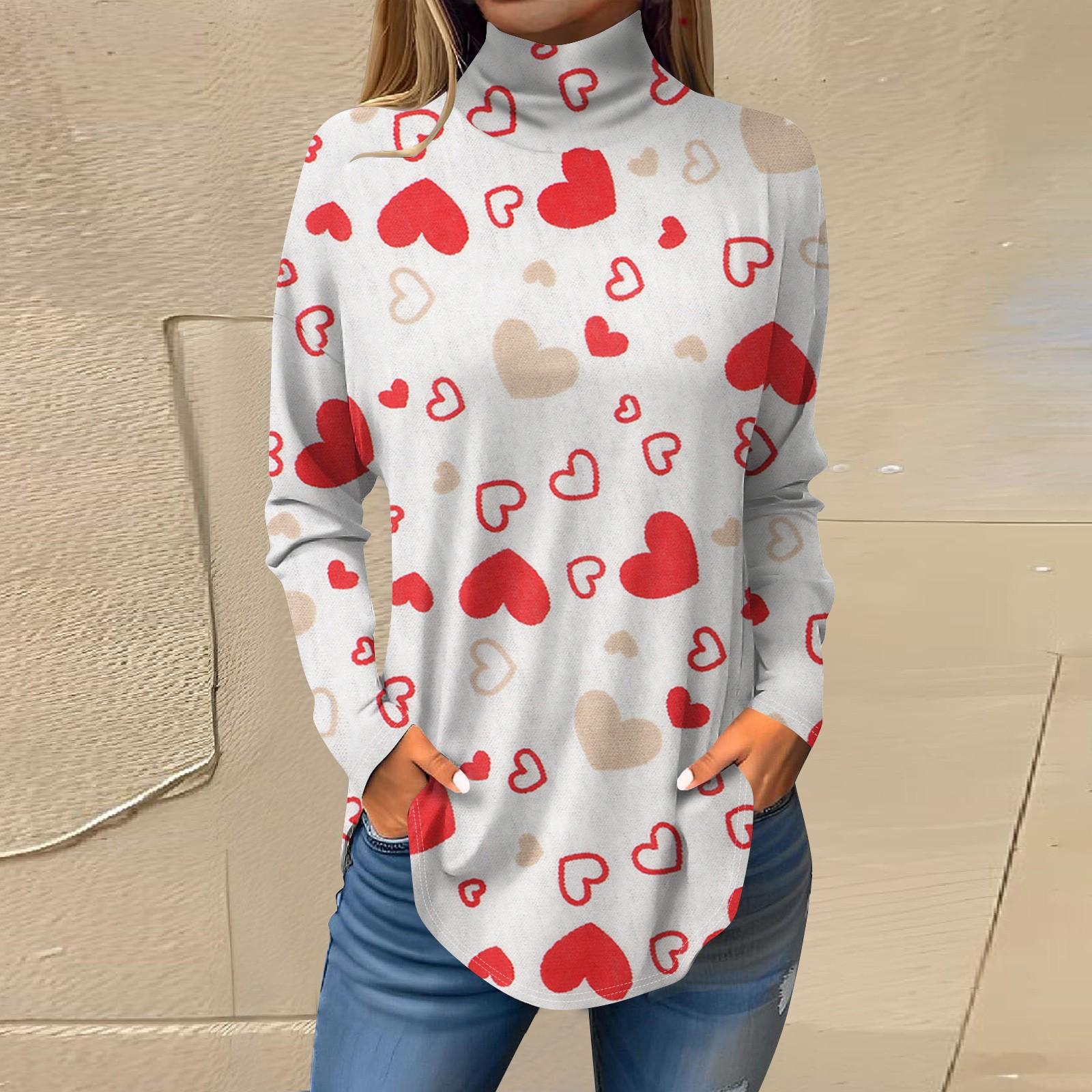 

Женская свободная футболка с длинным рукавом и принтом ко Дню святого Валентина, топы, пуловер XL белый