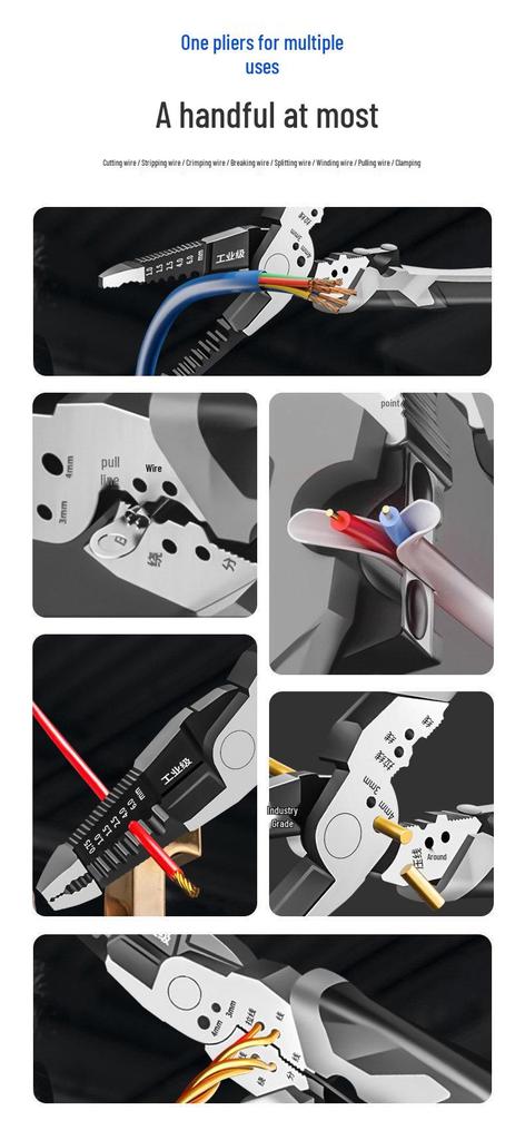 Multi-Function Electrician's Wire Stripper and Crimping Pliers