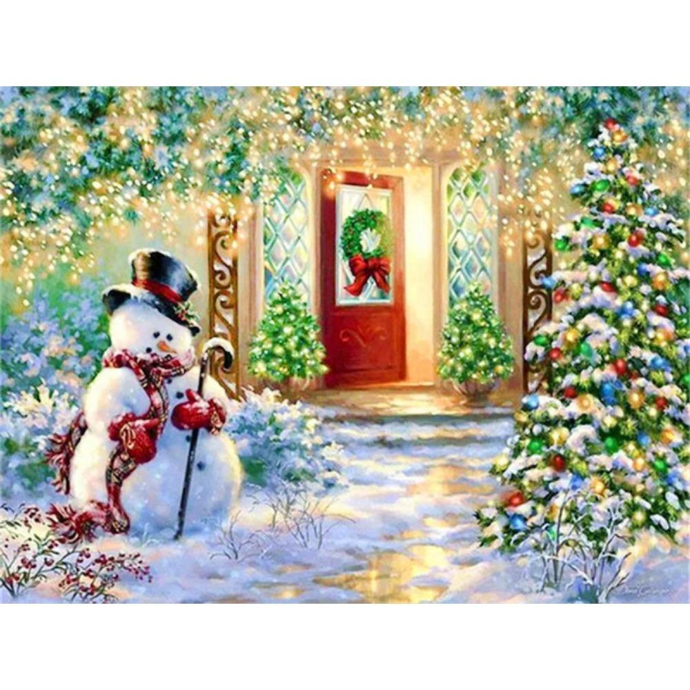Pittura diamante arte trapano completo pupazzo di neve albero di Natale pittura diamante fatto a mano giorno nevoso fai da te diamante mosaico pittura decorazione della casa regalo di Natale