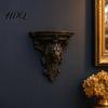 European Style Shelf Wall Shelf Matte Black Texture Decorative Stand Retro Lion Stable Load-bearing Embossed Mounted Thickened One-Piece Structure