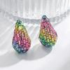 New Trendy Crystal Chunky Waterdrop Hoop Earrings Dupes for Women Chunky Colorful Dome Teardrop Stud Earrings Jewelry Gifts