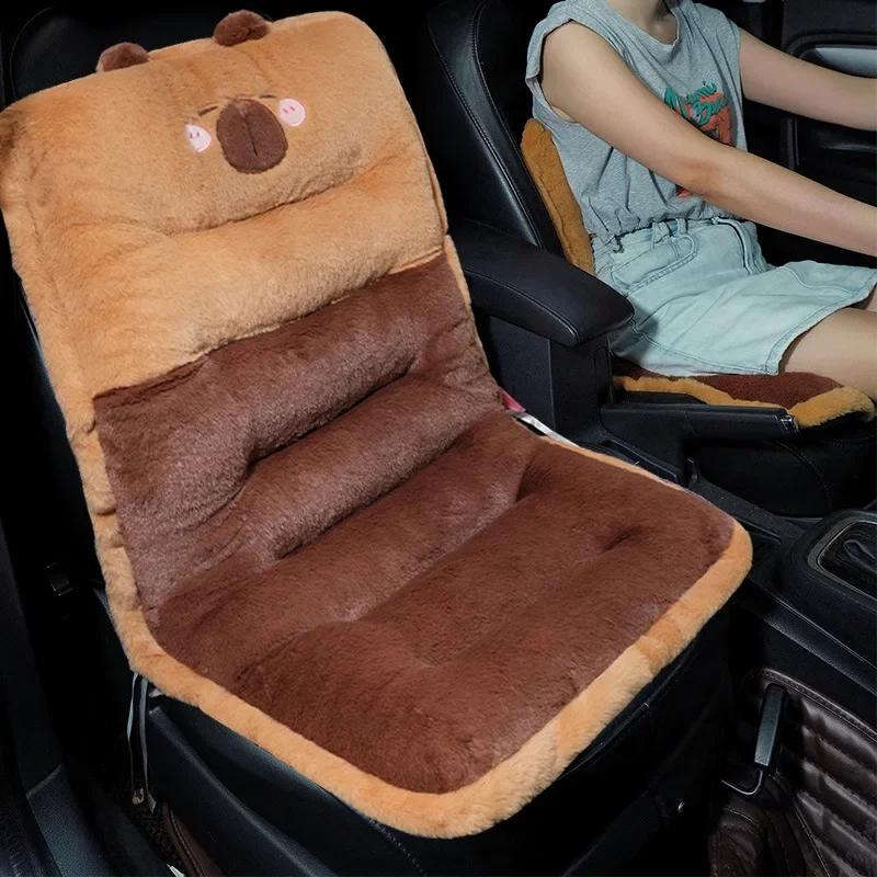 Winter Plush Car Seat Cushion Cute Car Seat Cover Cartoon Waist Cushion To Keep Warm Seat Pad Accessories