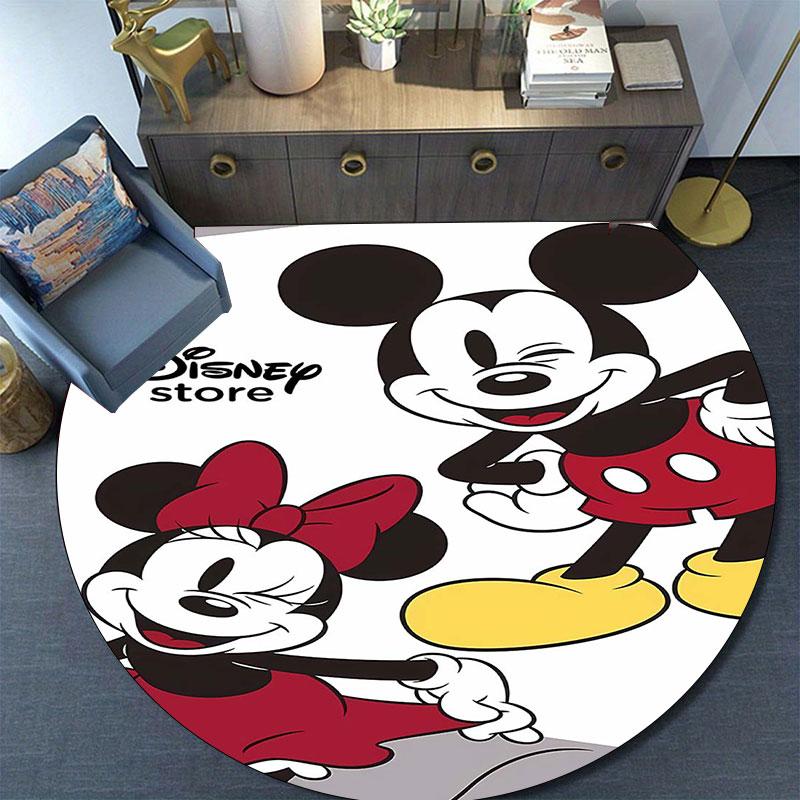 Minnie and Mickey Mouse print round rug, Valentine's Day, anniversary floor decoration, wedding room rug