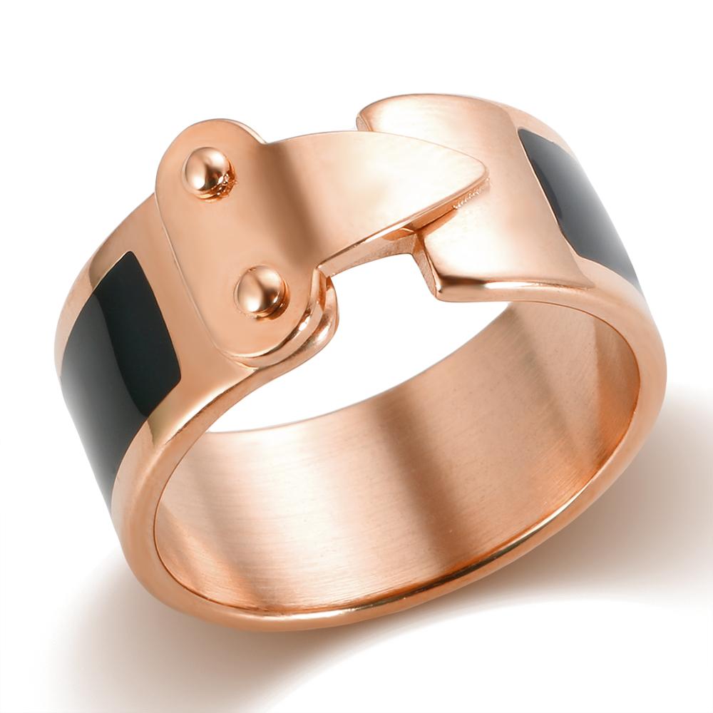 

Модное эмалированное кольцо с пряжкой и подвеской, черное капающее масло, нержавеющая сталь, 10 мм, ракушки, кольца для пальцев, 1,8-каратное золото, цвет для женщин, ювелирные изделия 10