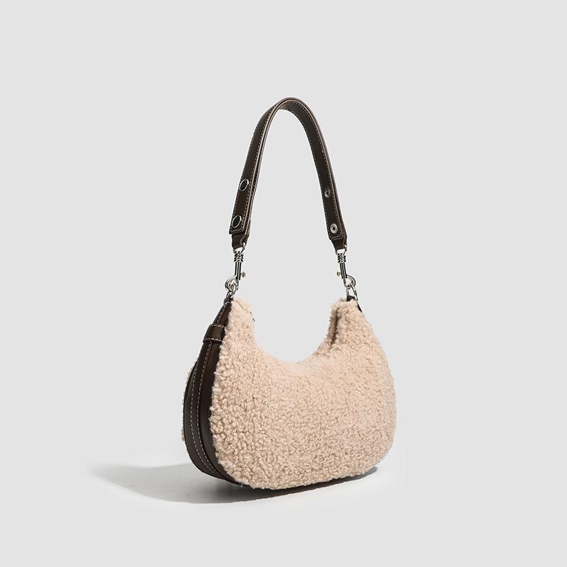 Autumn and winter new armpit bag plush bag women's winter plush women's bag single shoulder crossbody saddle bag