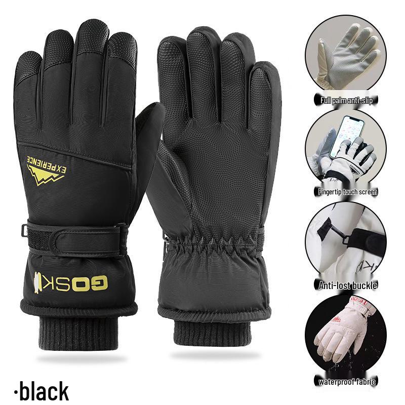 Guanti da sci invernali unisex: Foderato in Velluto, Touchscreen, Antivento e Antifreddo per Sport all'Aperto