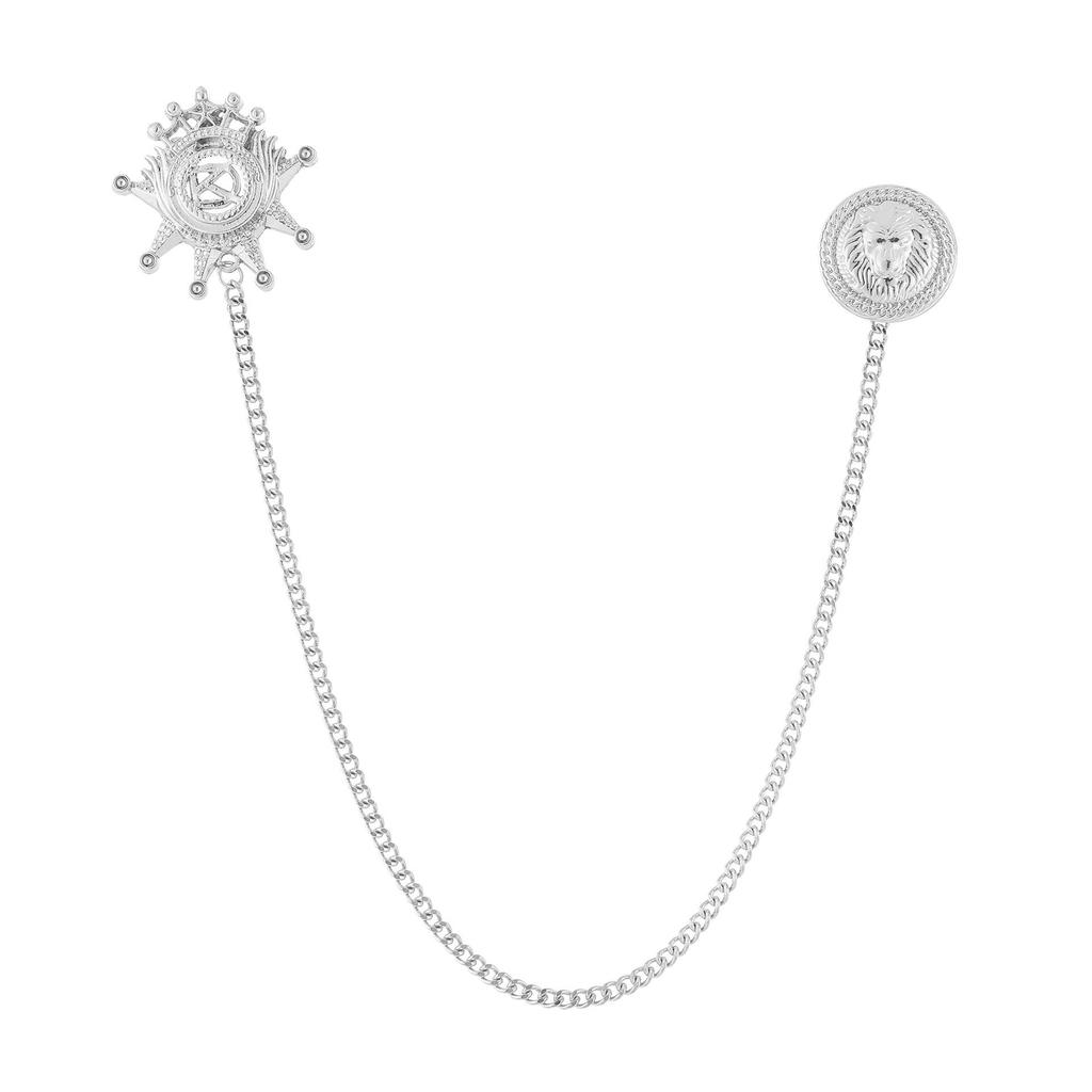 Men's Luxury Lapel Pin Brooch Set - High-End Suit Chain Badge for New Year Gift
