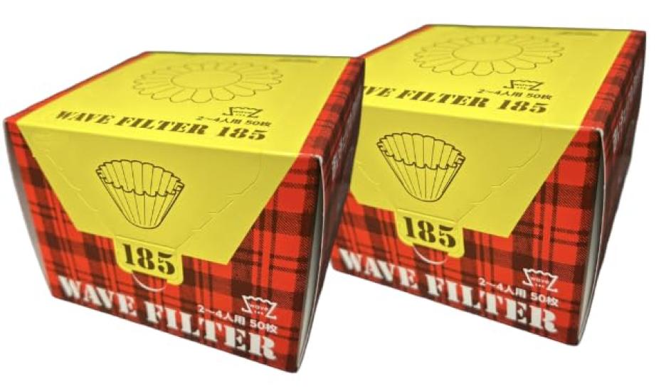 [Wave Series 185 Type Only] White Coffee Filters, Serves 2-4, 50 Filters x 2 Packs (Wave Wave-Shaped Filters, Wave Dripper, Rossi KWF-185, 2-4 Cups)