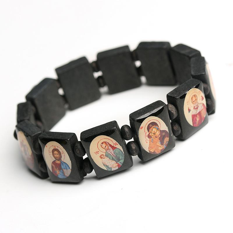 Natural Wooden Bracelet Jewelry Mary Faith Rosary Bracelet Religious Jewelry