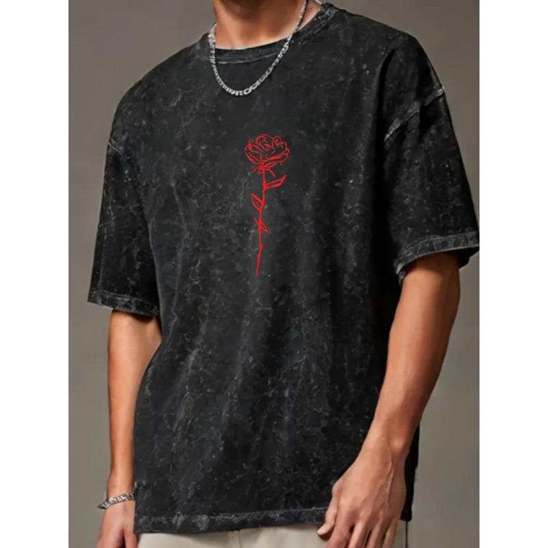 Washed Men'S Vintage Graphic T-Shirt Streetwear Tee All Season Casual for Everyday Urban Style Distressed Look Comfortable Fit Loose Fit Top Fashion